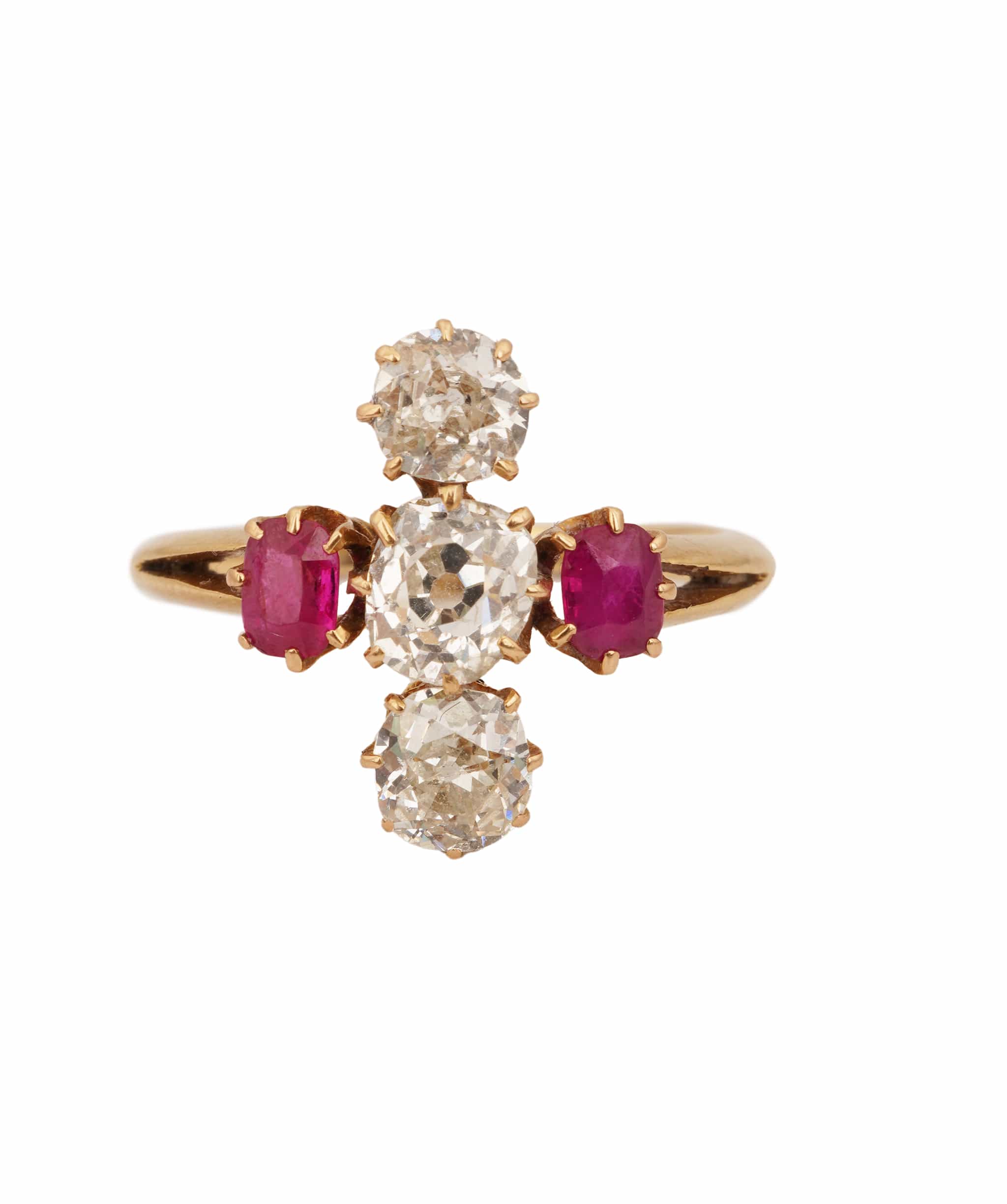 Luxury Promise RUBY DIA OLD CUT 5 STONE NESW RING RH2
