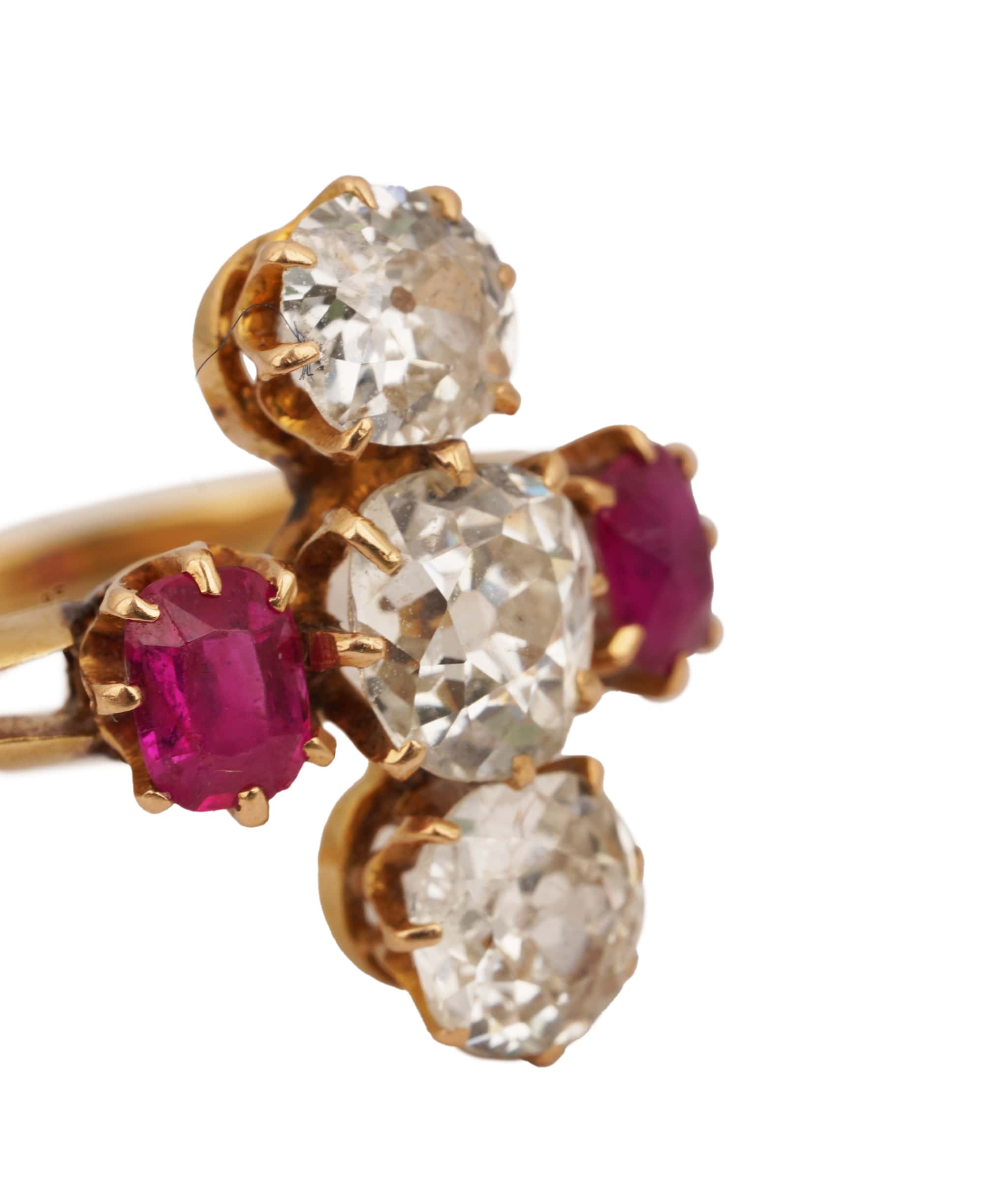 Luxury Promise RUBY DIA OLD CUT 5 STONE NESW RING RH2