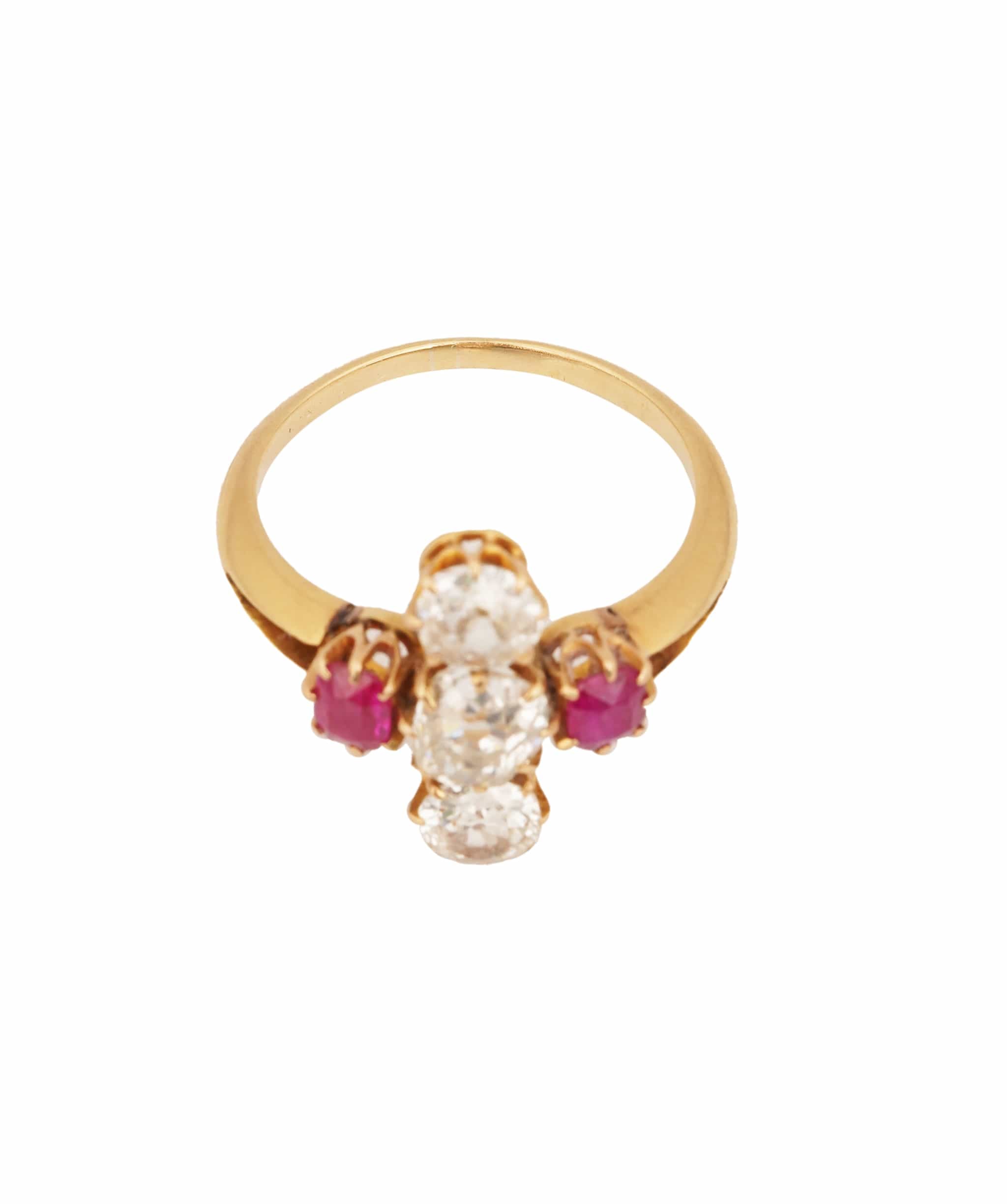 Luxury Promise RUBY DIA OLD CUT 5 STONE NESW RING RH2