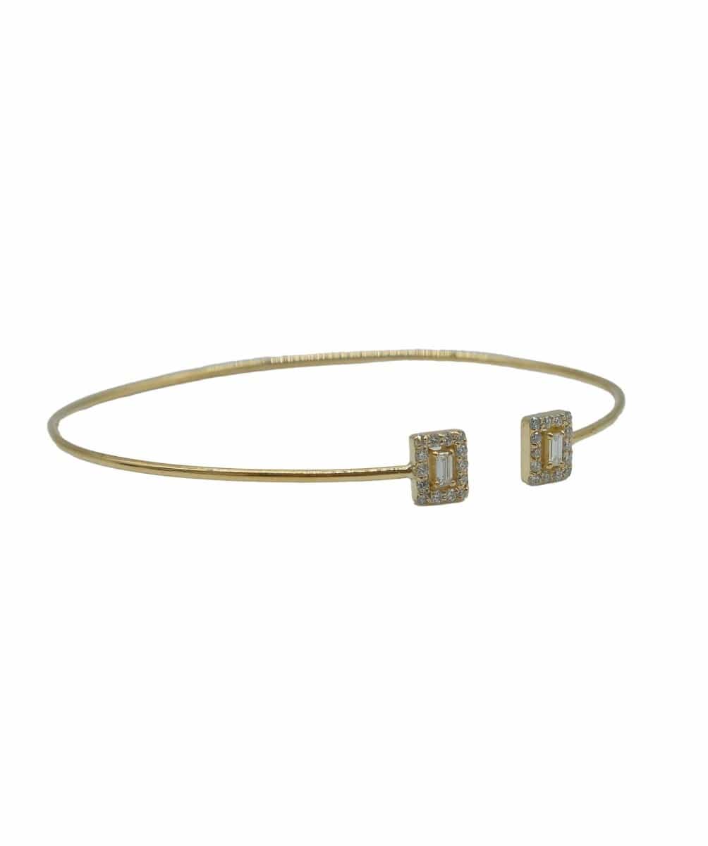 *Special order for IM* Baguette and billiant-cut diamond torc bangle in YG AHL1062