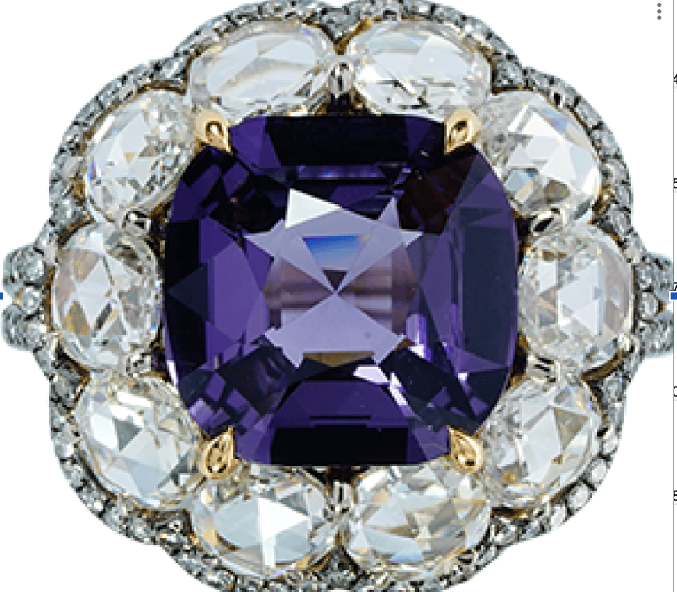 Luxury Promise Spinel Rose Cut Diamonds Ring GRS R1514