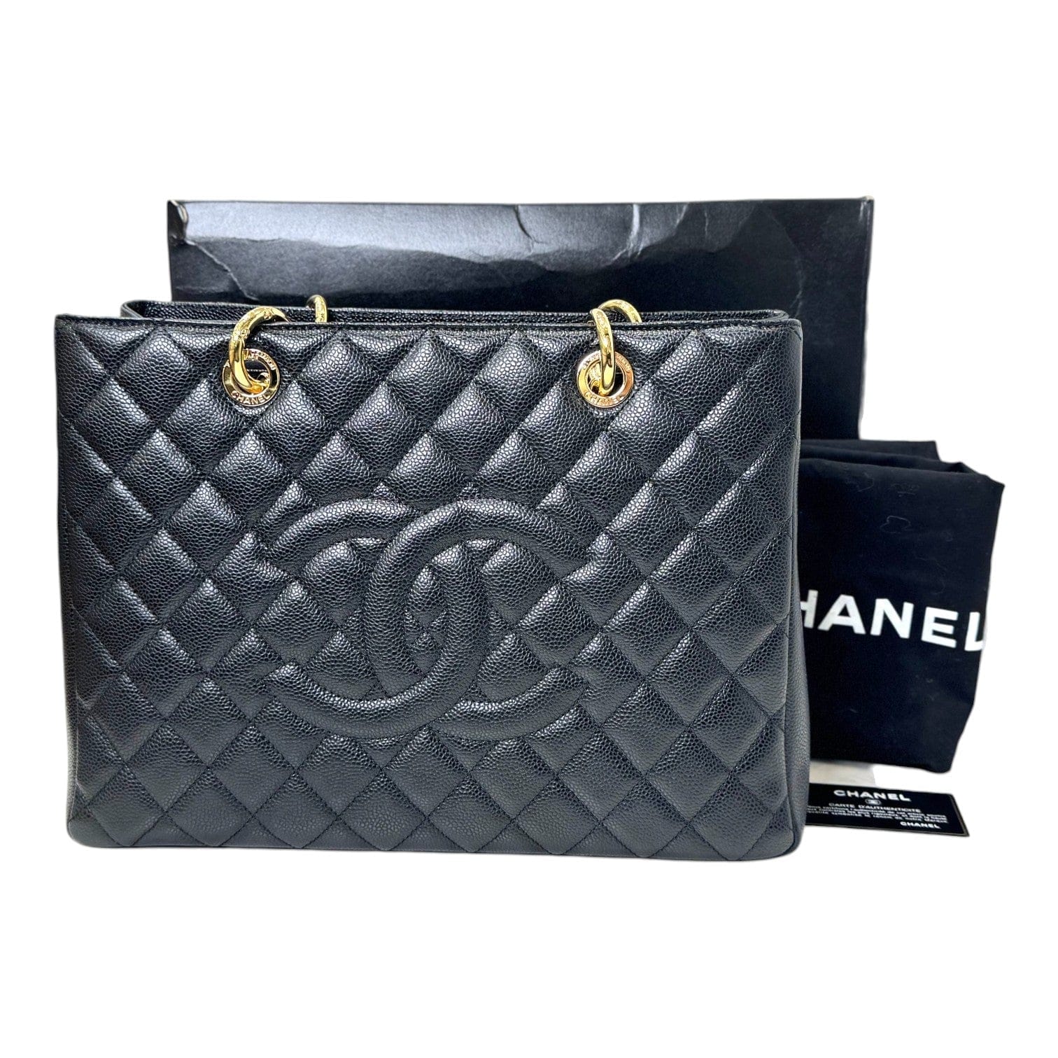 Luxury Promise Chanel Tote GST BlackBag with Gold Hardware