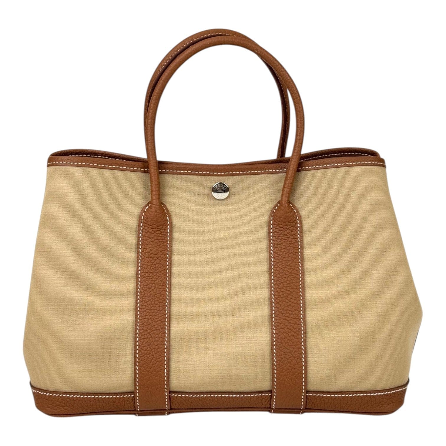 Luxury Promise Hermes Garden Party 30cm Bag Canvas Trench Gold