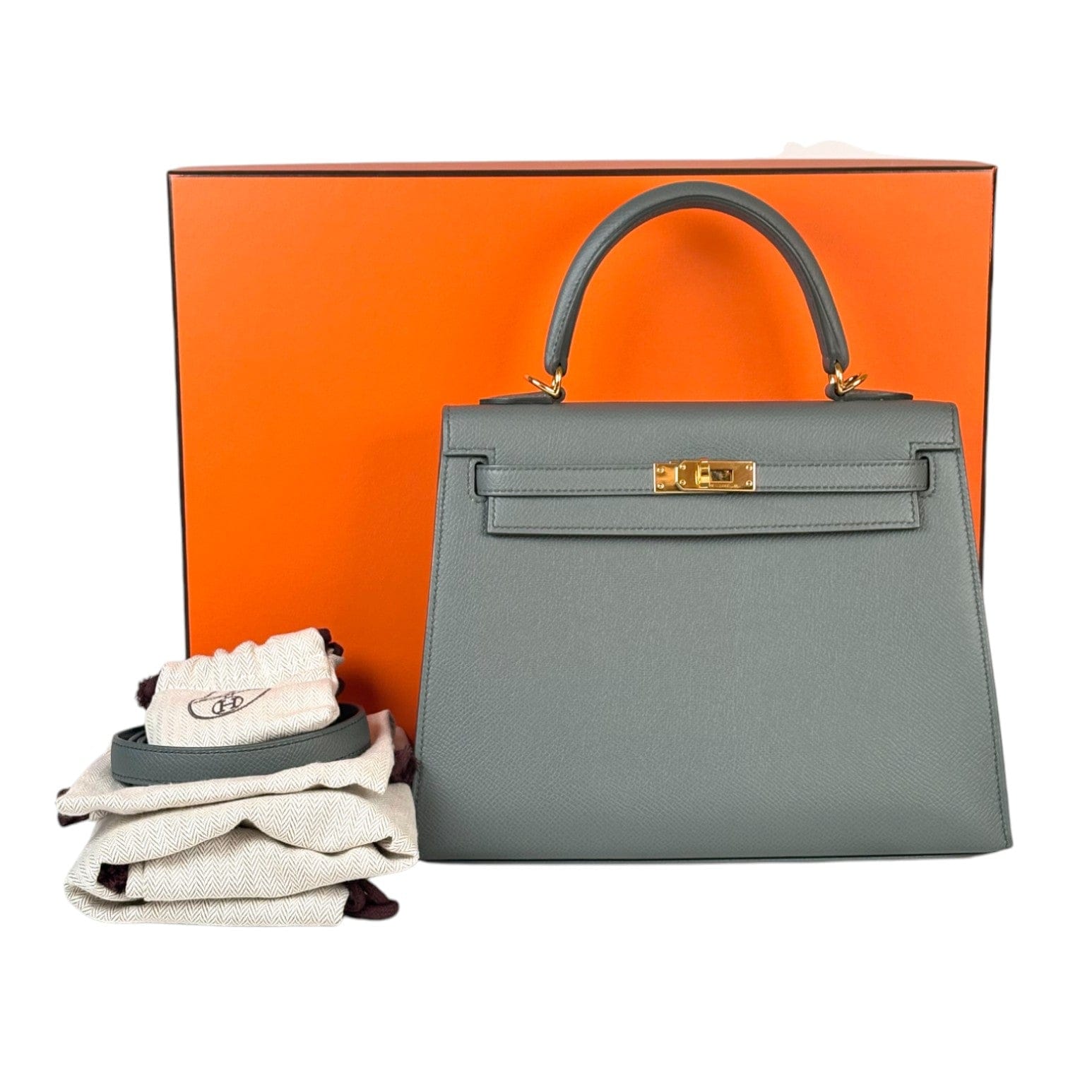 Luxury Promise Hermes Kelly Vert Amande 25cm Epsom - Y Stamp