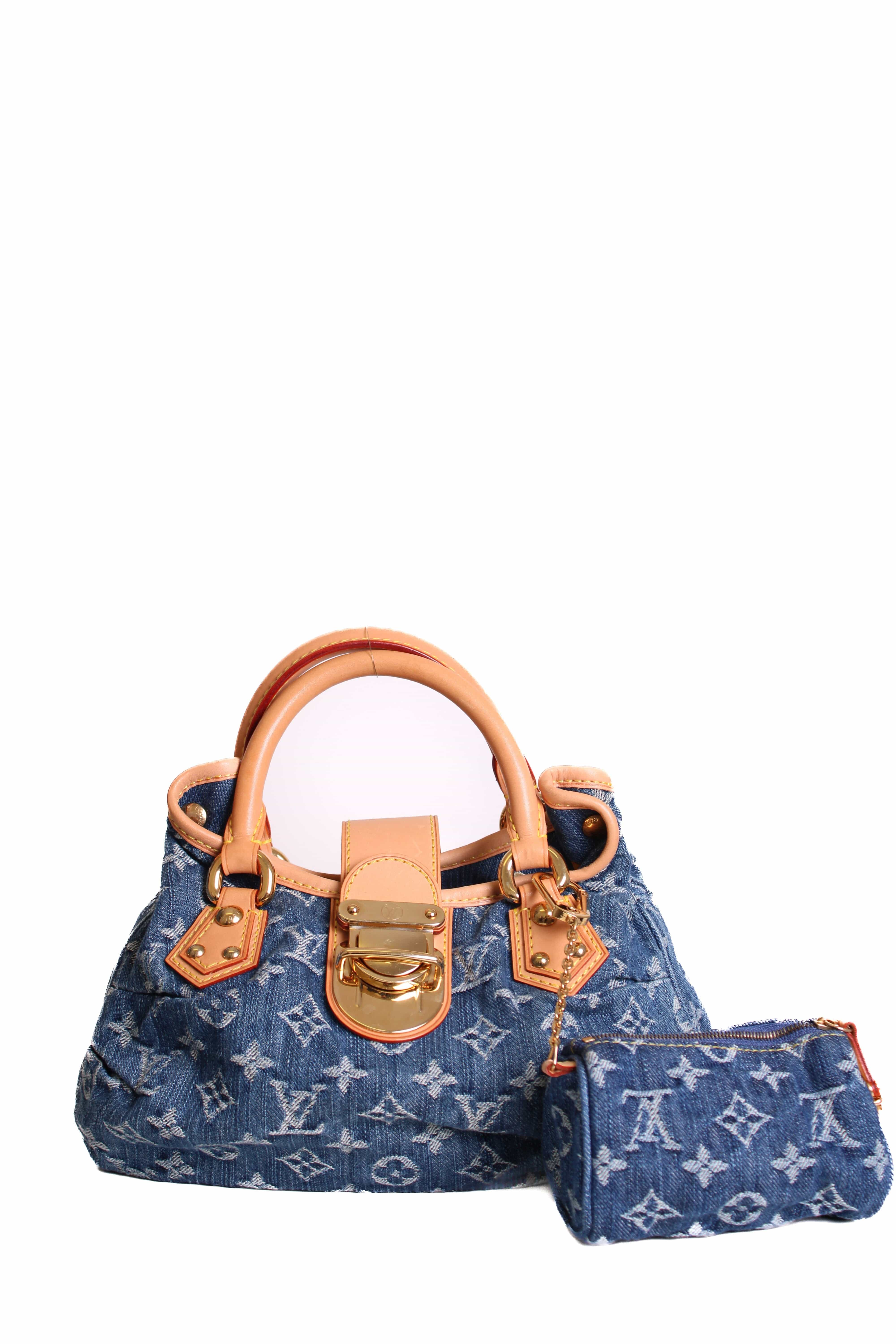LUXURY PROMISE Louis Vuitton Mini Pleaty & Pouch Bag Denim