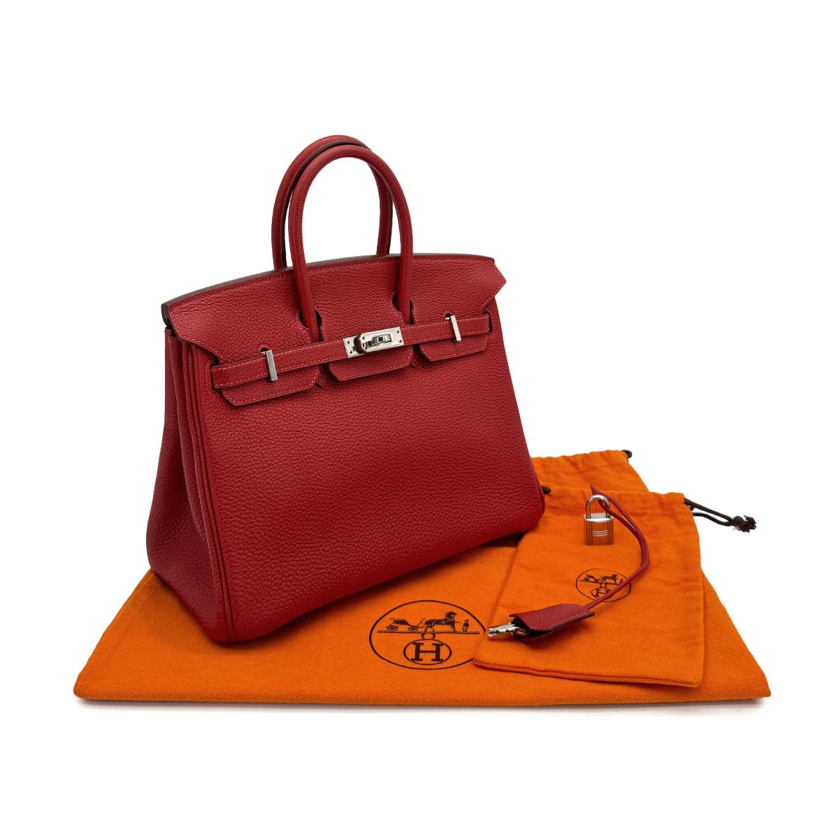 LUXURY PROMISE HERMES BIRKIN 25 ROUGE GARANCE TOGO HAND BAG □I PALLADIUM HARDWARE 90307832