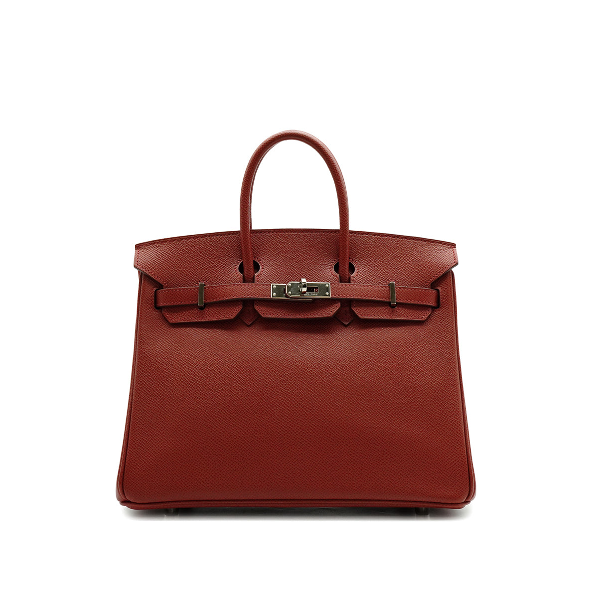 LUXURY PROMISE HERMES BIRKIN 25 SIENNE VEAU EPSOM HAND BAG 2009 SQUARE M PALLADIUM HARDWARE 90342406