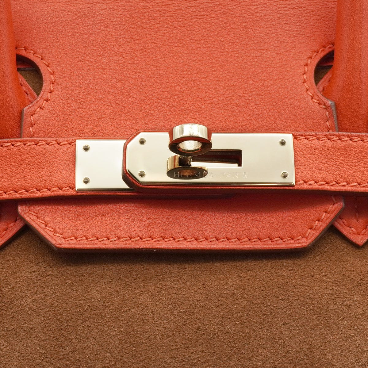 LUXURY PROMISE HERMES BIRKIN 30 CHAMOIS CAPUCINE GRIZZLY VEAU SWIFT HAND BAG 2014 SQUARE R GOLD HARDWARE 90340453