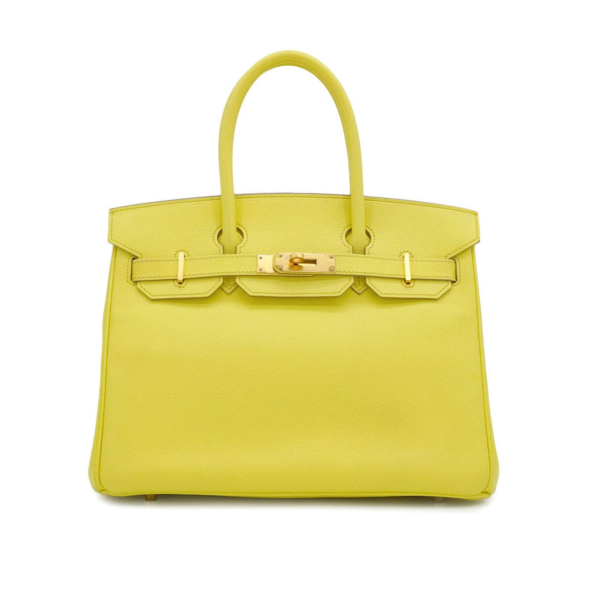 LUXURY PROMISE HERMES BIRKIN 30 LIME VEAU EPSOM HAND BAG 2011 SQUARE O GOLD HARDWARE 90339827