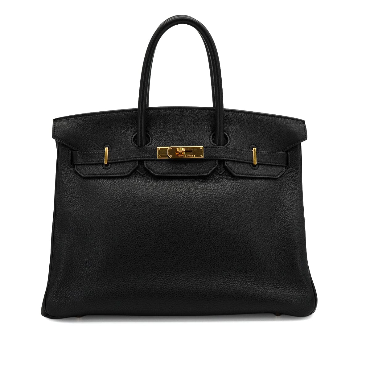 LUXURY PROMISE HERMES BIRKIN 35 BLACK TOGO HAND BAG 1998 SQUARE B GOLD HARDWARE 90339940