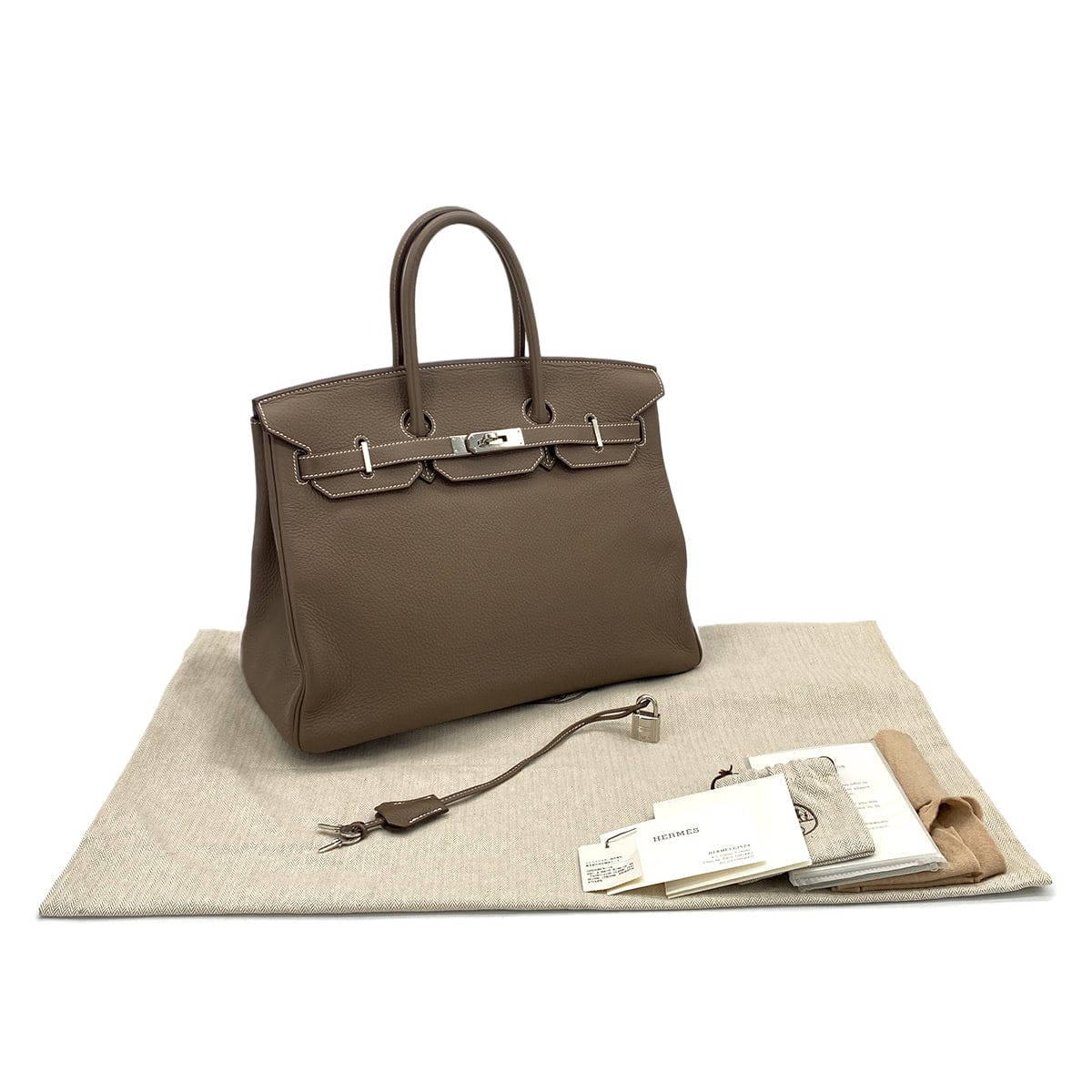 LUXURY PROMISE HERMES BIRKIN 35 ETOUPE TAURILLON CLEMENCE HAND BAG ▢N SHW 90285741