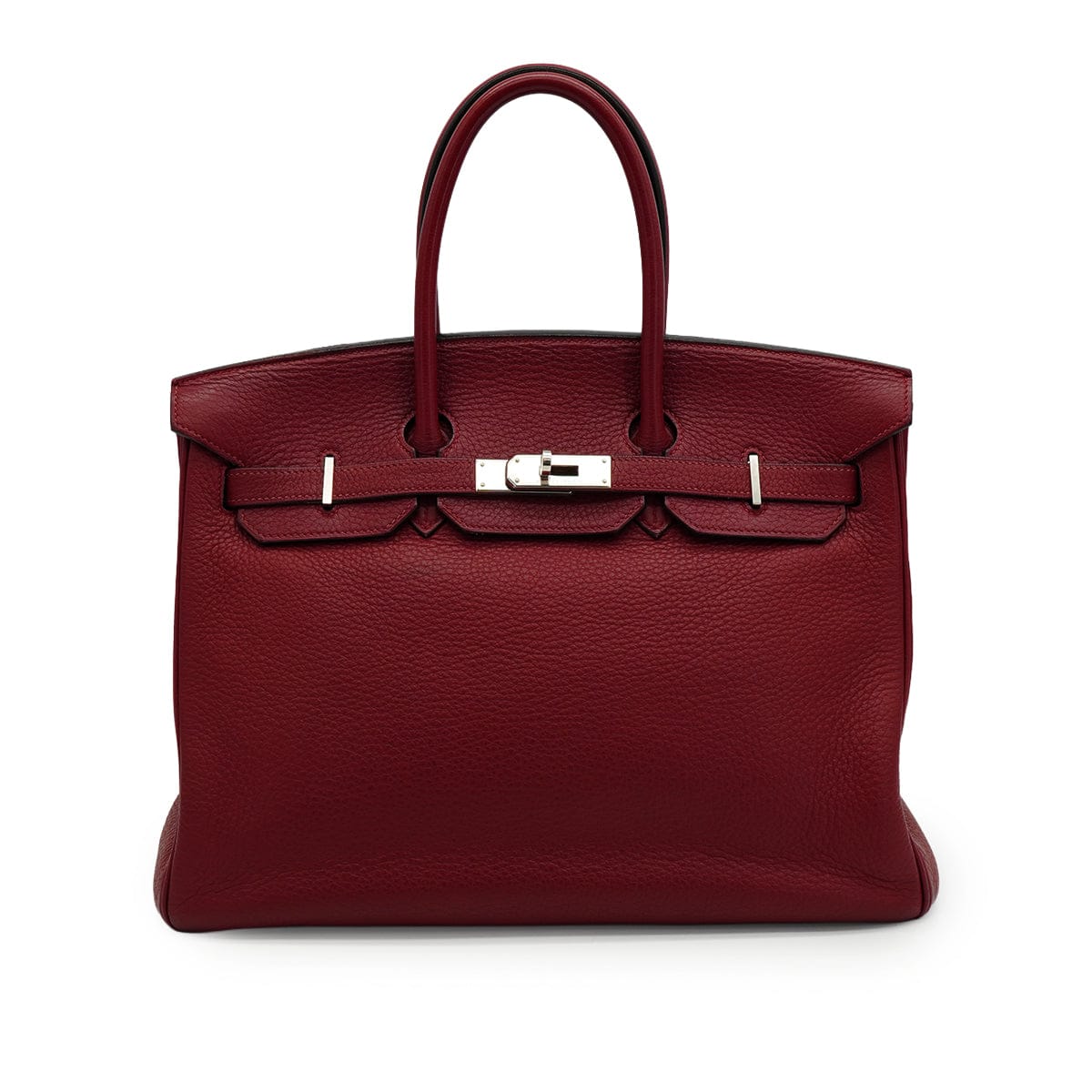 LUXURY PROMISE HERMES BIRKIN 35 ROUGE H TAURILLON CLEMENCE HAND BAG 2005 SQUARE I PALLADIUM HARDWARE 90342565