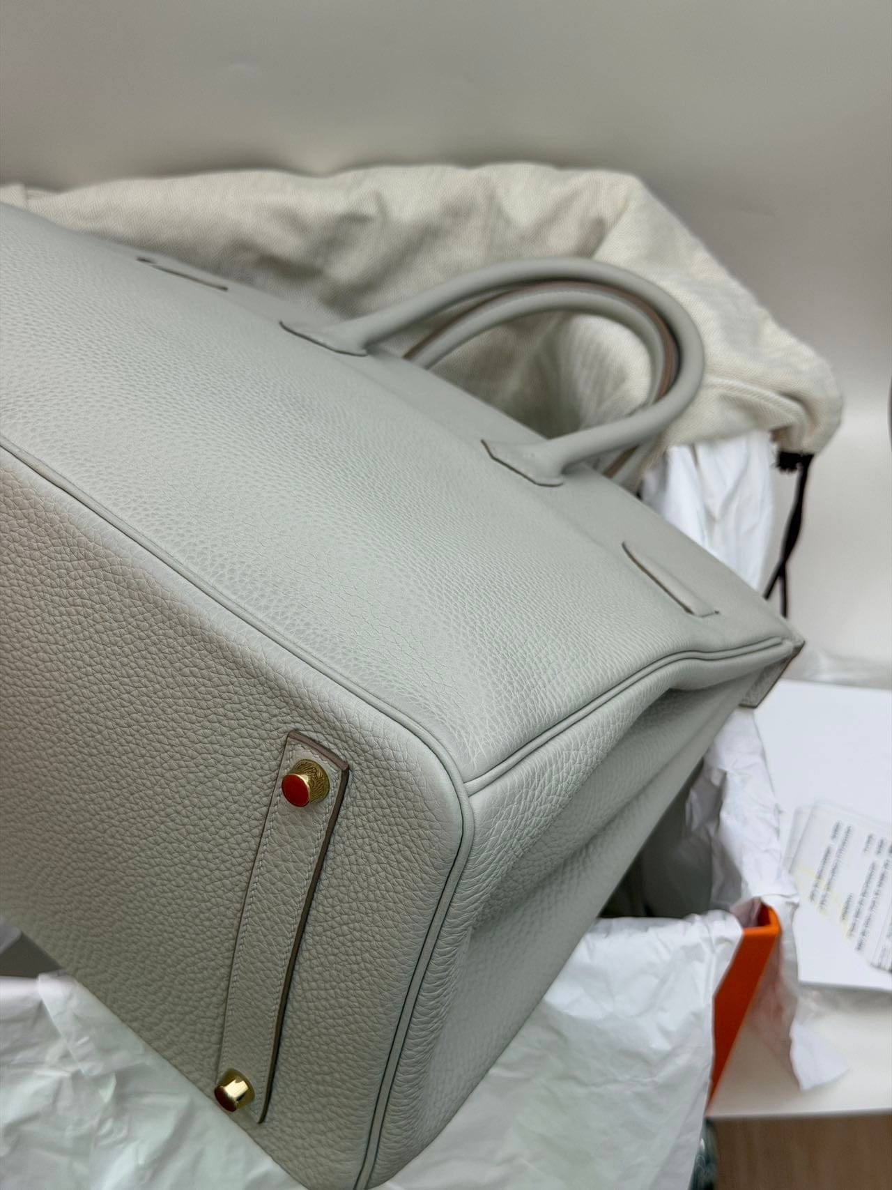 LUXURY PROMISE Hermès Birkin 35 Togo Pearl Gray Gold Hardware Y Stamp