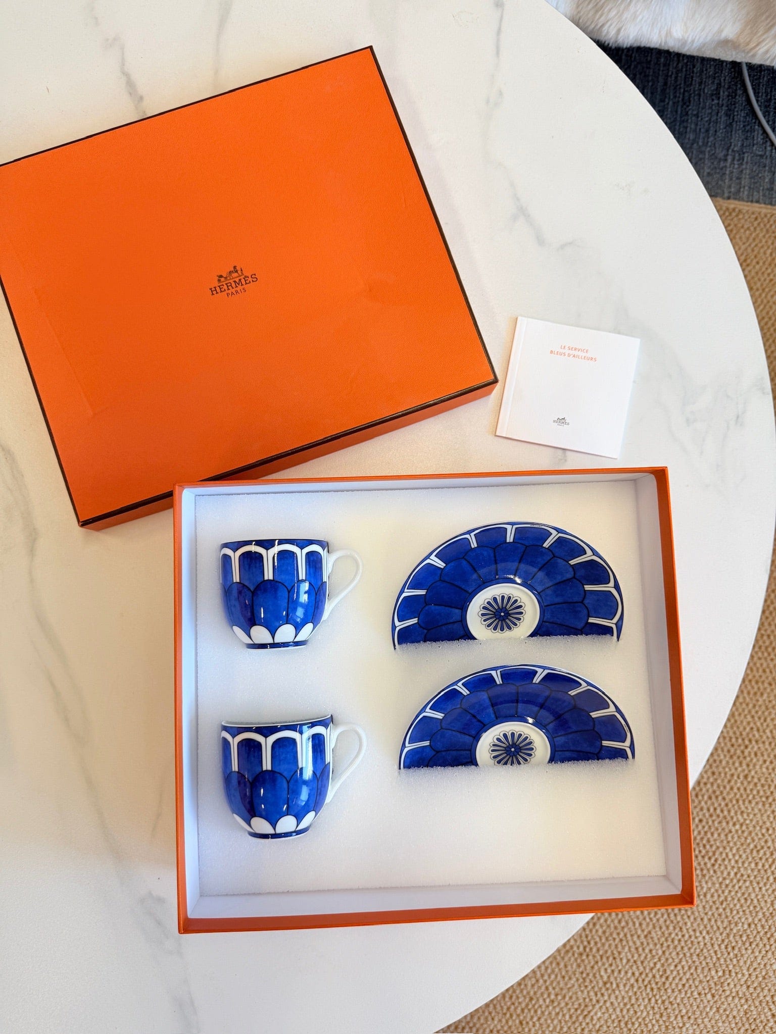 Luxury Promise Hermès "Bleus d'Ailleurs" Coffee Cup & Saucer Set