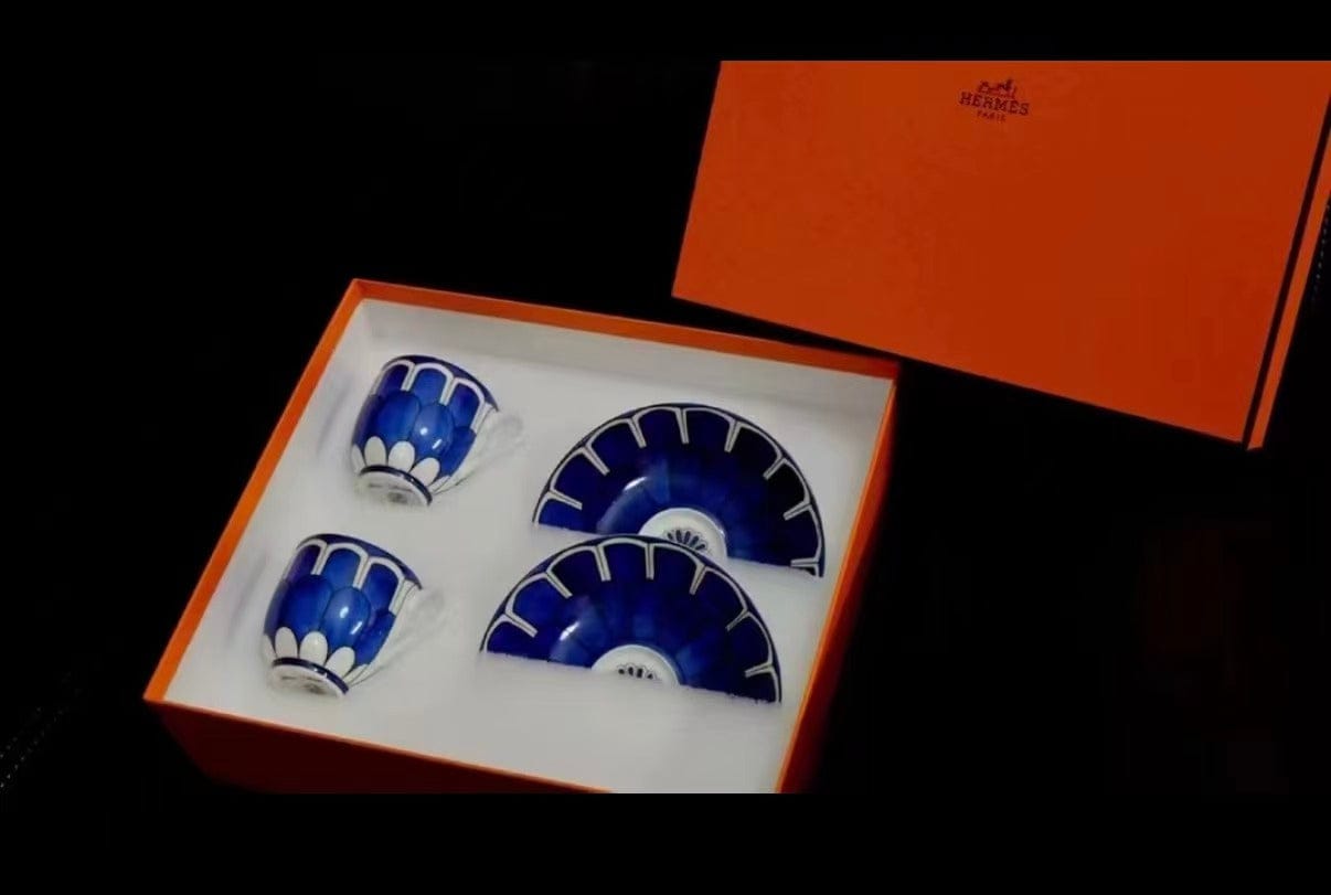 Luxury Promise Hermès "Bleus d'Ailleurs" Coffee Cup & Saucer Set