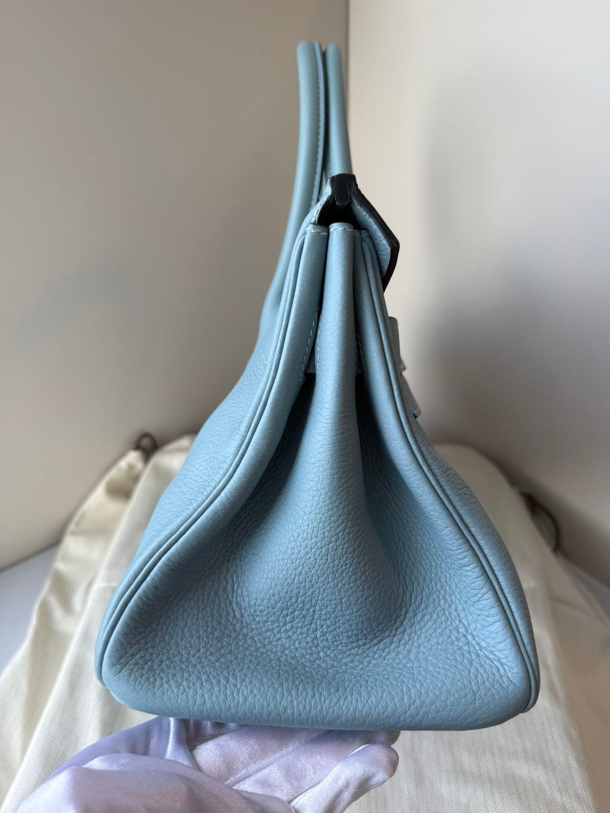 LUXURY PROMISE Hermès Blue Birkin Shoulder Bag GHW Square M