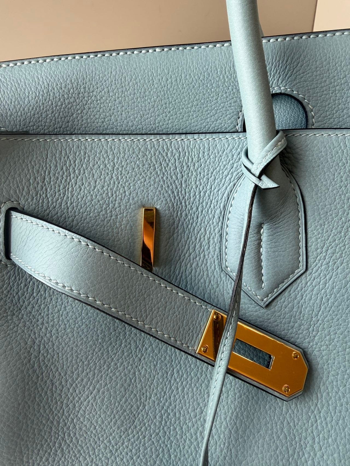 LUXURY PROMISE Hermès Blue Birkin Shoulder Bag GHW Square M