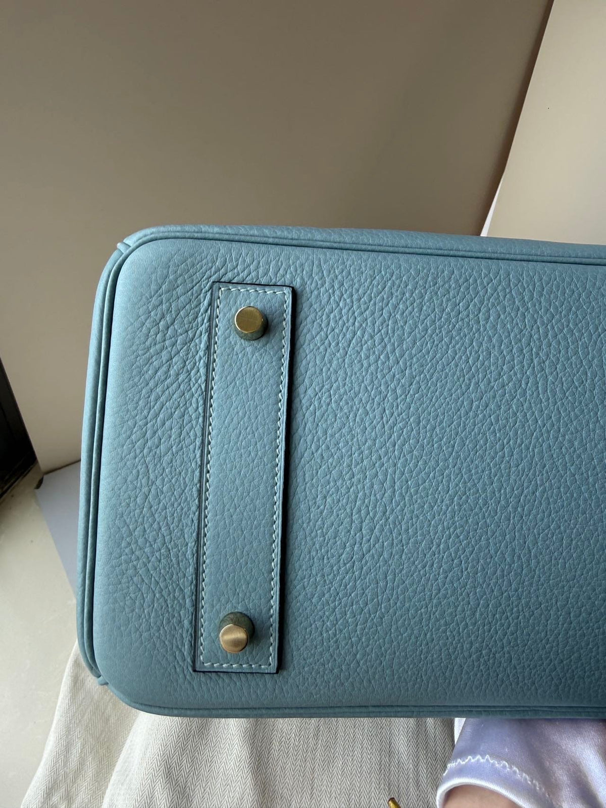 LUXURY PROMISE Hermès Blue Birkin Shoulder Bag GHW Square M