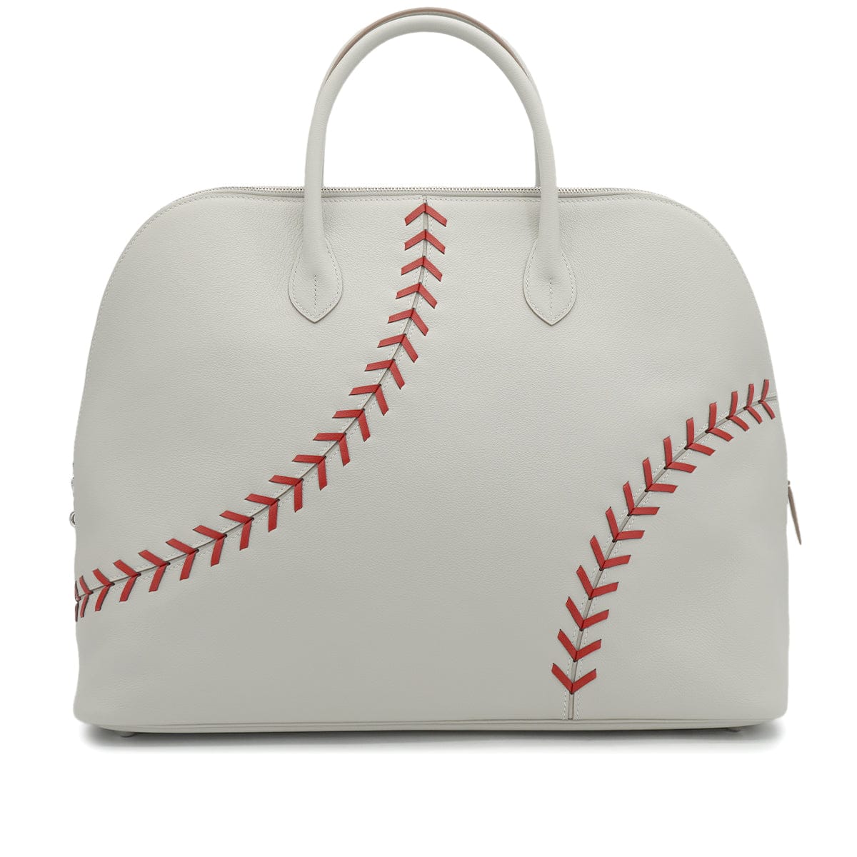 LUXURY PROMISE HERMES BOLIDE 1923 BASEBALL 45 GRIS PERLE ROUGE CASAQUE EVERCOLOR HAND BAG 2018 C STAMP PALLADIUM HARDWARE 90335571