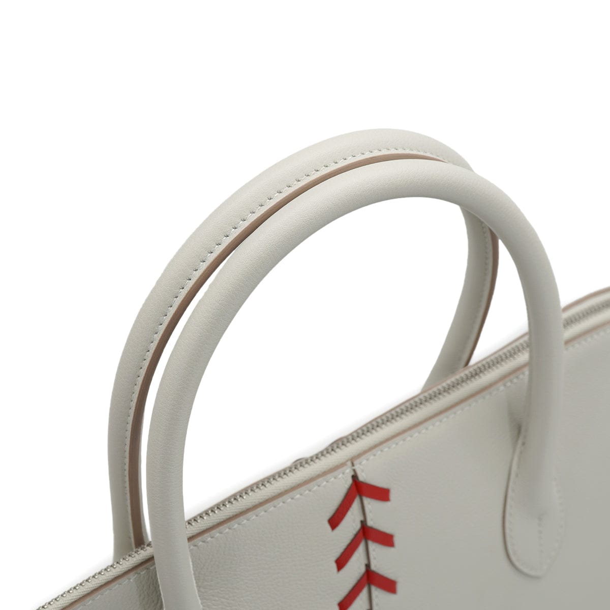 LUXURY PROMISE HERMES BOLIDE 1923 BASEBALL 45 GRIS PERLE ROUGE CASAQUE EVERCOLOR HAND BAG 2018 C STAMP PALLADIUM HARDWARE 90335571