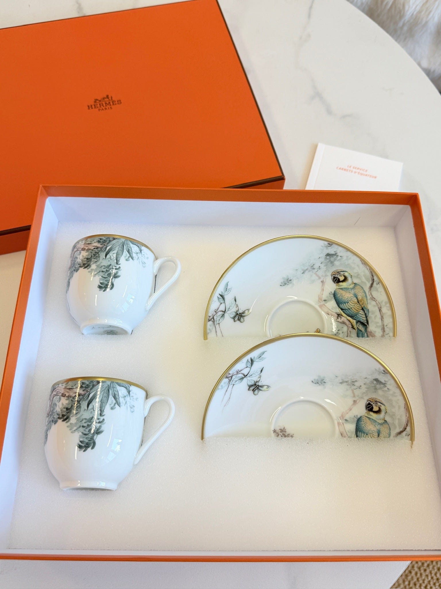 Luxury Promise Hermès "Carnets d'Equateur" Coffee Cup & Saucer Set