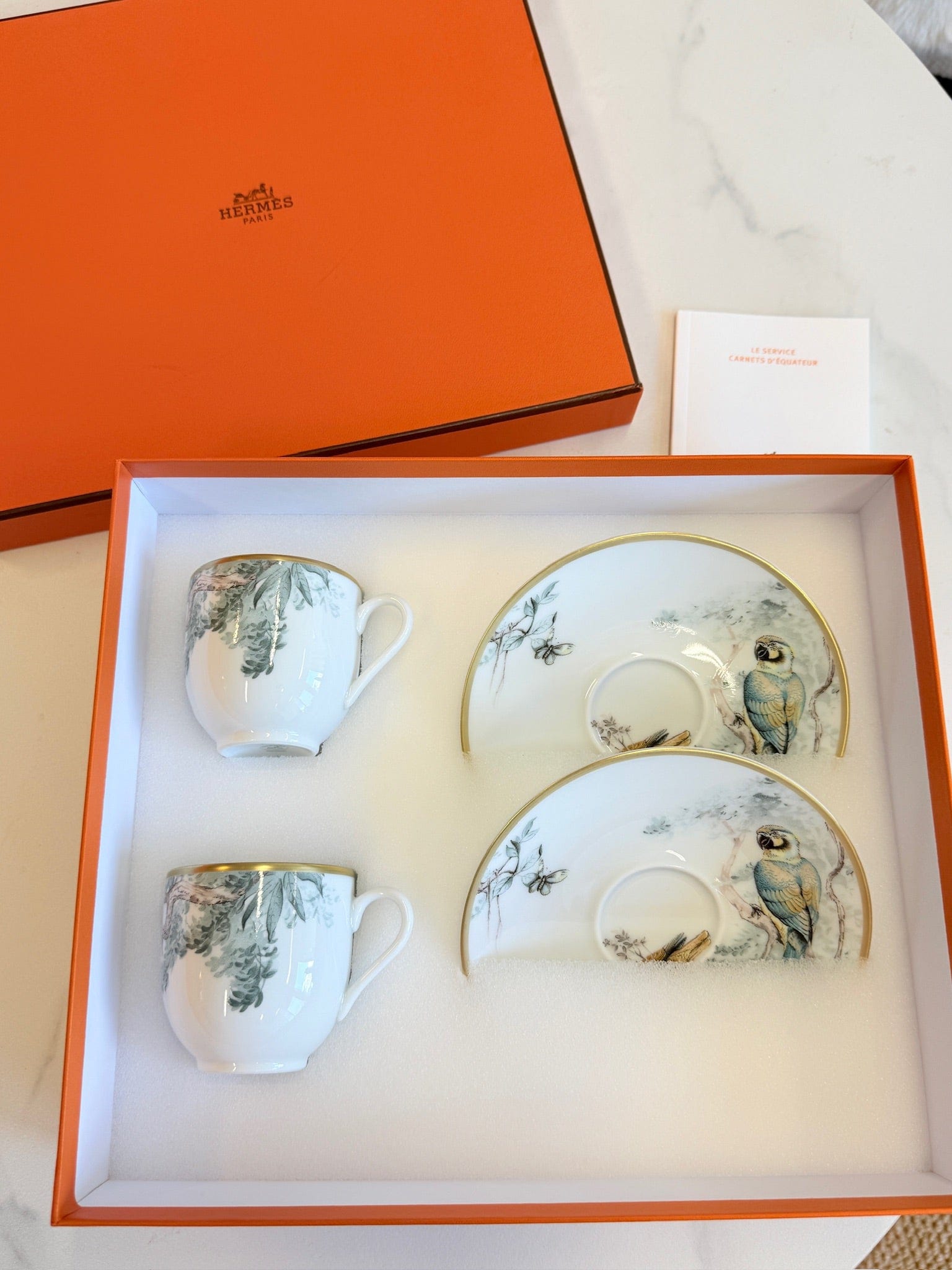 Luxury Promise Hermès "Carnets d'Equateur" Coffee Cup & Saucer Set