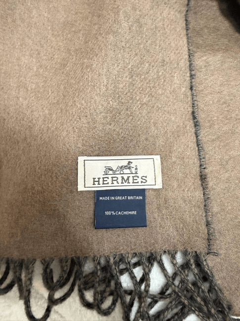 Luxury Promise Hermès Cashmere Scarf - Black Beige Reversible