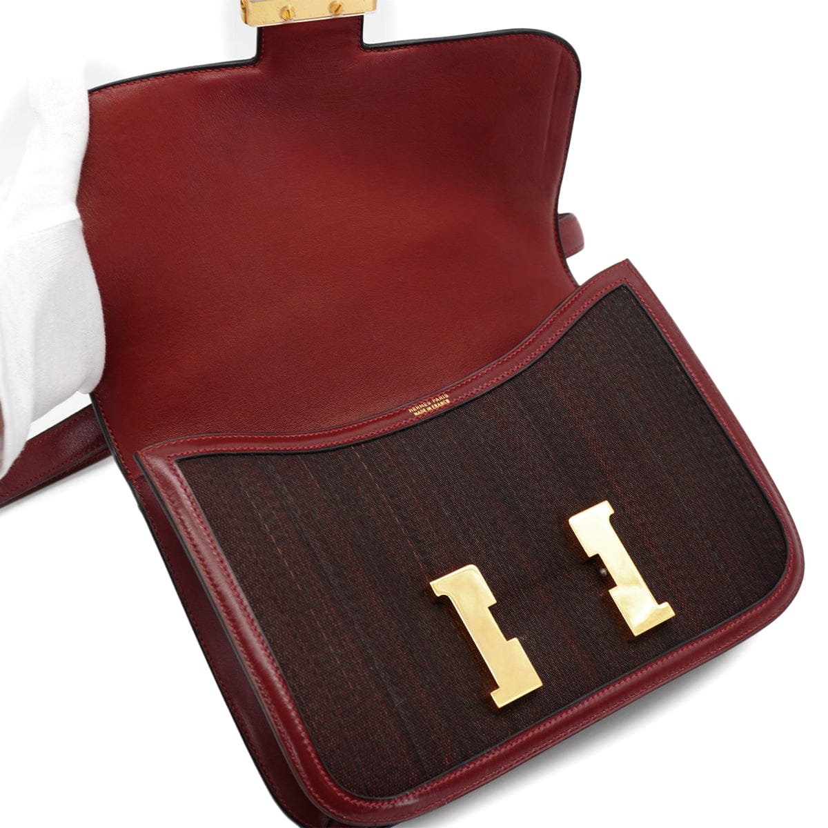 LUXURY PROMISE HERMES CONSTANCE 24 ROUGE H CRINOLINE BOX CALF SHOULDER BAG 1978 CIRCLE H GOLD HARDWARE 90332920