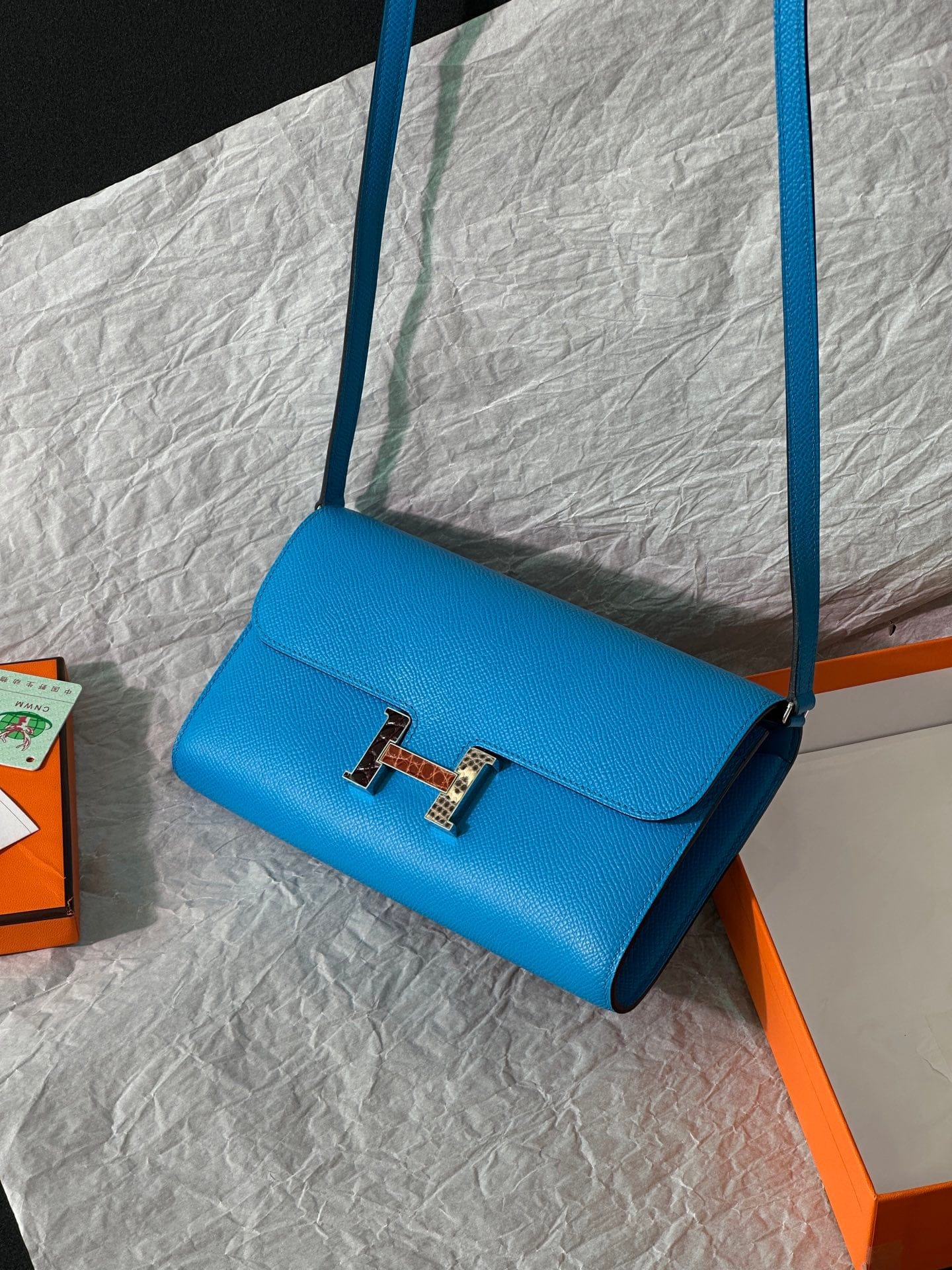 Luxury Promise Hermès Constance Long To Go Epsom Florida Blue Exotic Hardware Stamp Z – Full Set