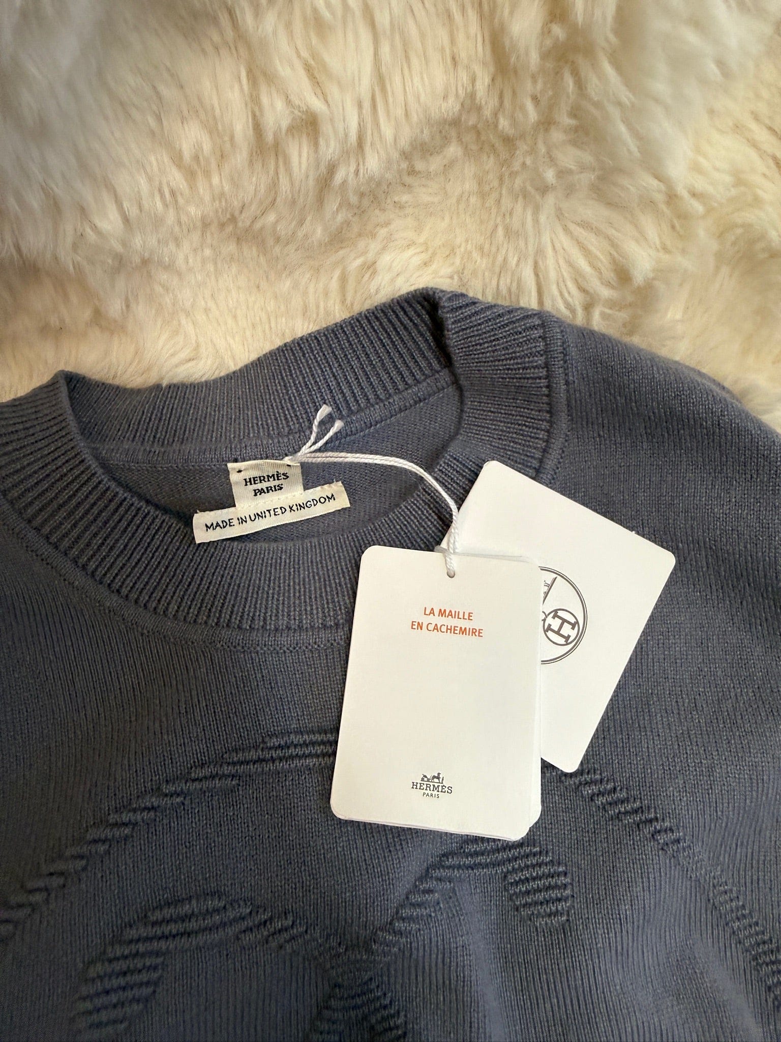 Luxury Promise Hermès Embossed Logo Sweater - Slate Blue