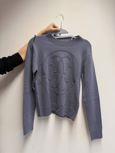 Luxury Promise Hermès Embossed Logo Sweater - Slate Blue