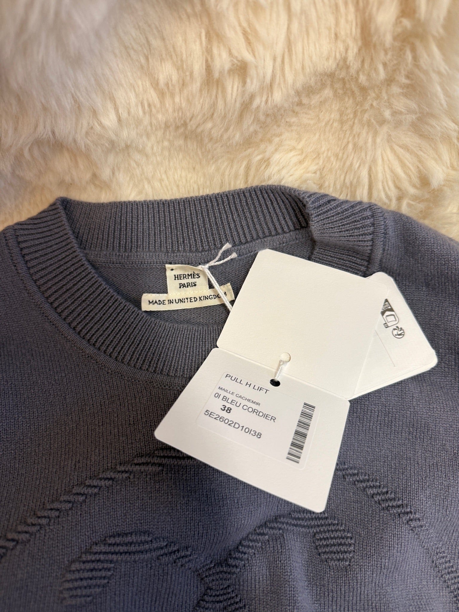 Luxury Promise Hermès Embossed Logo Sweater - Slate Blue
