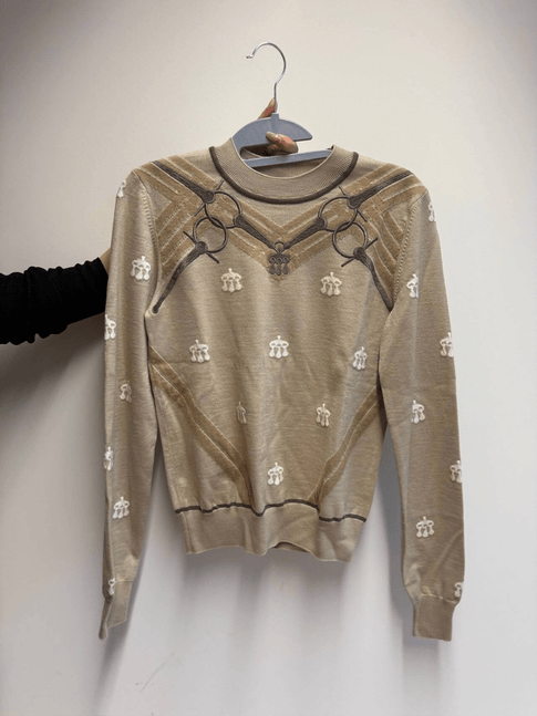 Luxury Promise Hermès Equestrian Embroidered Sweater - Beige Glaise