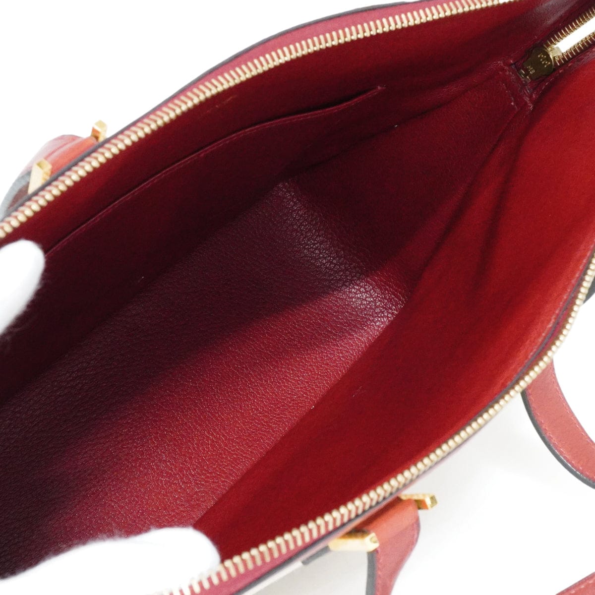 LUXURY PROMISE HERMES ESCAPADA ROUGE H TOILE H BOX CALF HAND BAG 2002 SQUARE F GOLD HARDWARE 90341717
