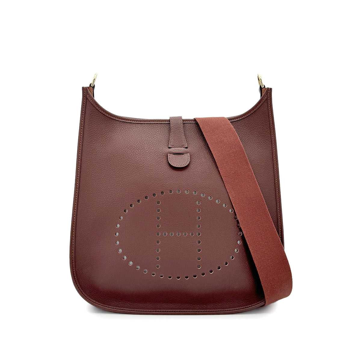 LUXURY PROMISE HERMES EVELYNE 1 GM BROWN TOGO SHOULDER BAG □B 90275885