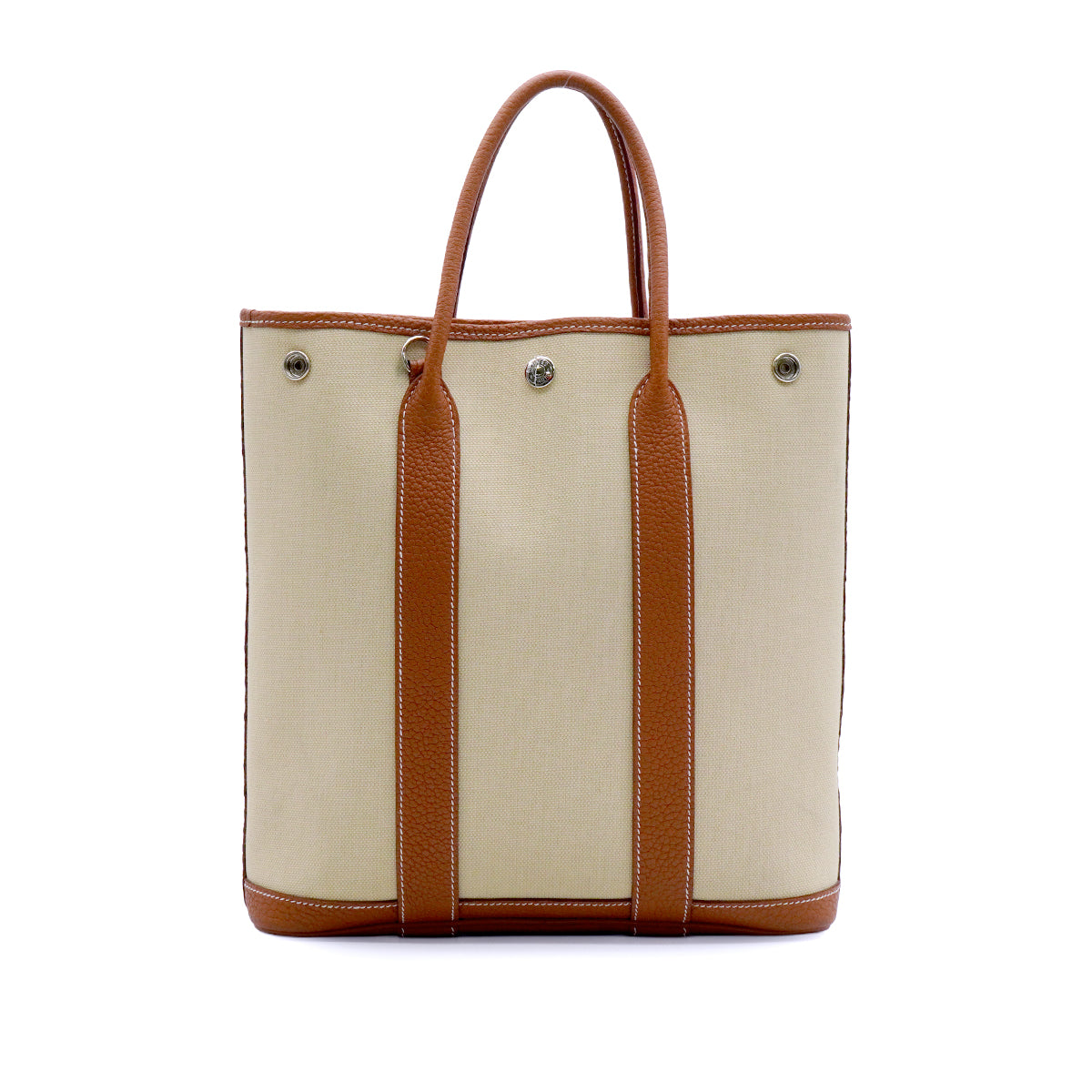 LUXURY PROMISE HERMES GARDEN FILE PM GOLD BETON VEAU NEGONDA TOILE MILITAIRE SHOULDER BAG 2020 Y STAMP 90342567