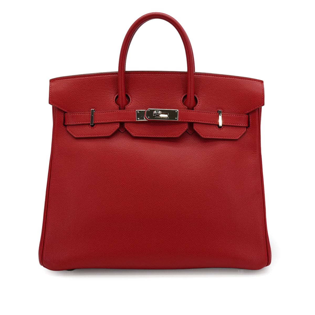 LUXURY PROMISE HERMES HAUT A COURROIES 32 ROUGE CASAQUE COUCHEVEL HAND BAG 2000 SQUARE D SILVER HARDWARE 90341716