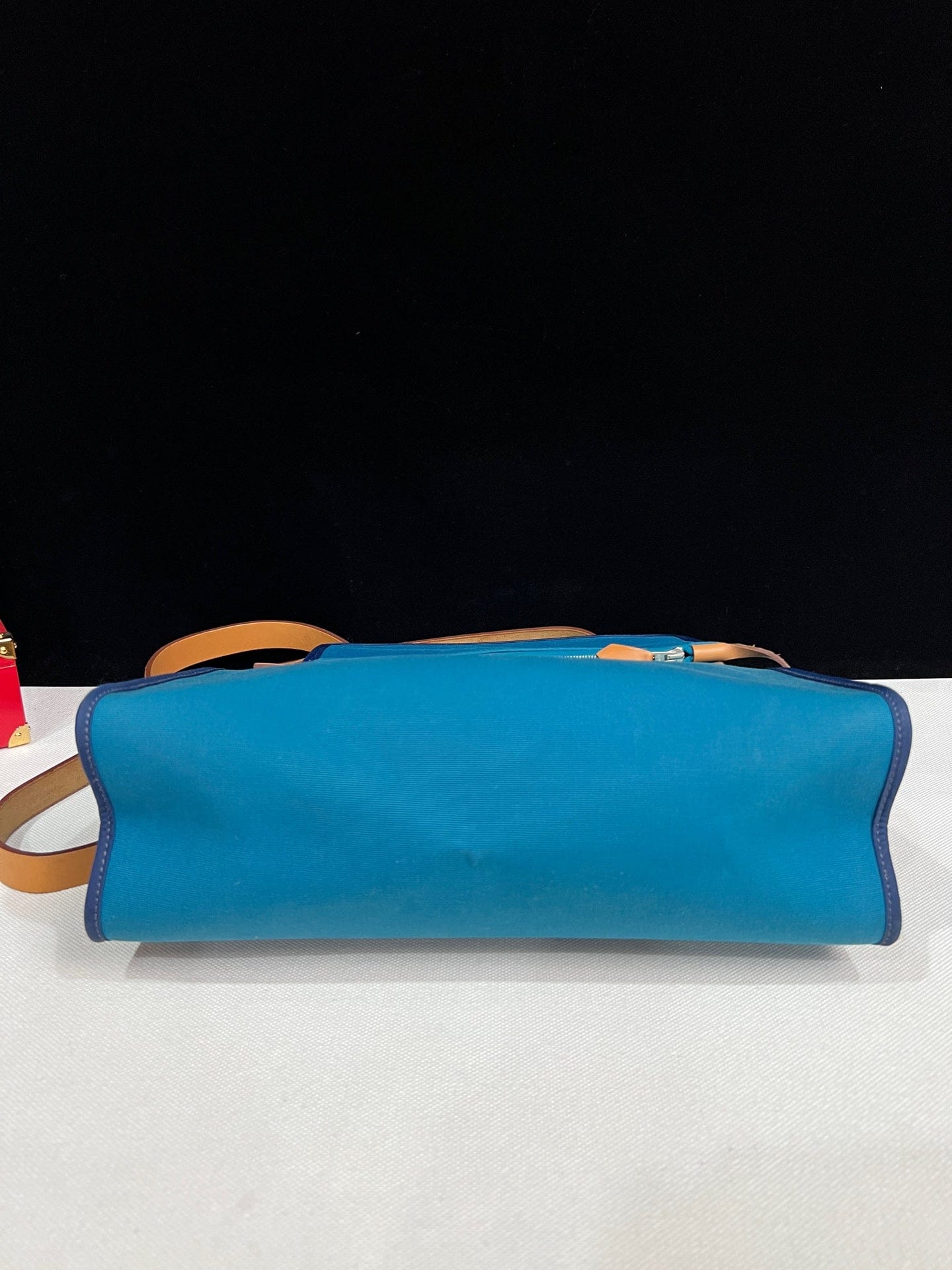 Luxury Promise Hermès Herbag 31 Blue Canvas Gold Brown Leather Palladium Hardware Q Stamp
