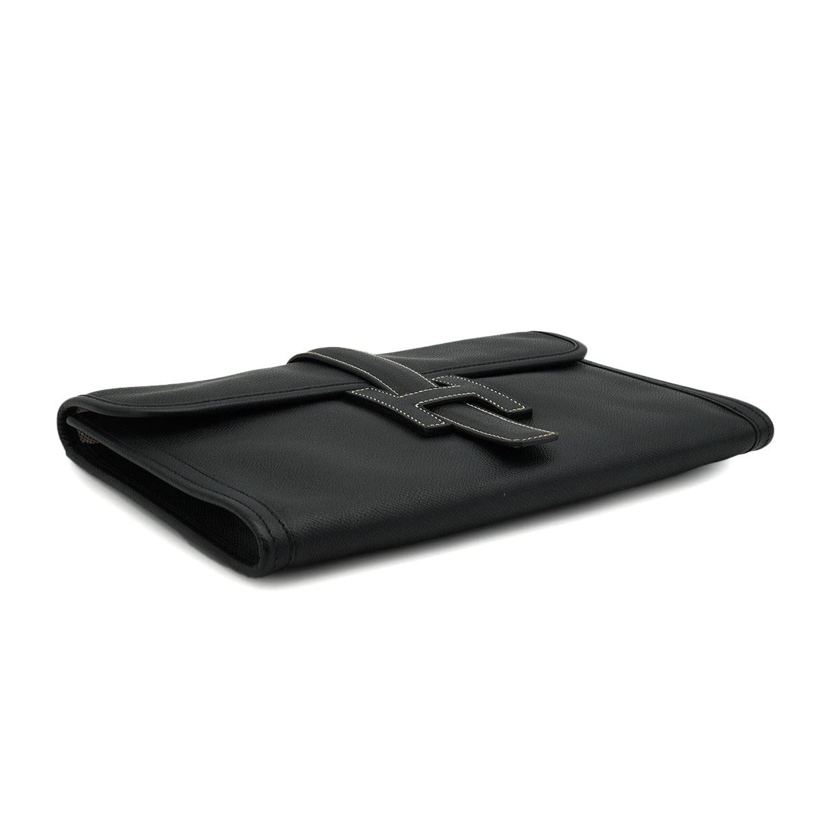 HERMES JIGE PM BLACK EPSOM CLUTCH BAG 2008 SQUARE L 90334494