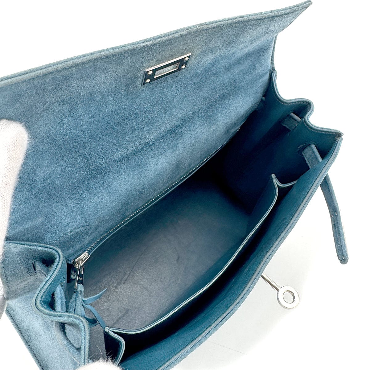 LUXURY PROMISE HERMES KELLY 25 SELLIER BLUE THALASSA DEBRIS HAND SHOULDER BAG □H SHW 90286019