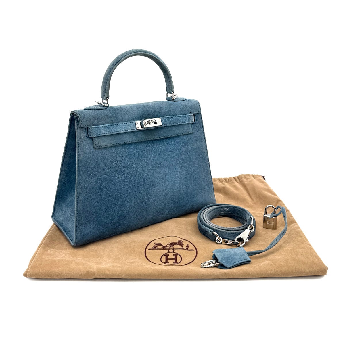LUXURY PROMISE HERMES KELLY 25 SELLIER BLUE THALASSA DEBRIS HAND SHOULDER BAG □H SHW 90286019