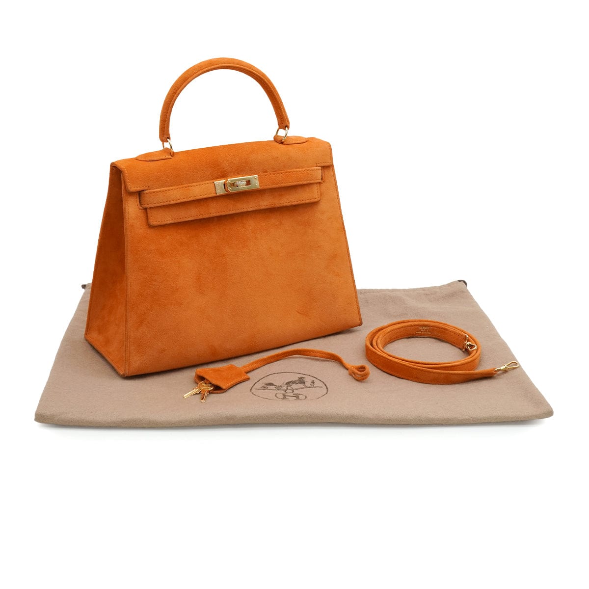 LUXURY PROMISE HERMES KELLY 25 SELLIER ORANGE DOBLIS HAND SHOULDER BAG K18 GOLD HARDWARE 90341905