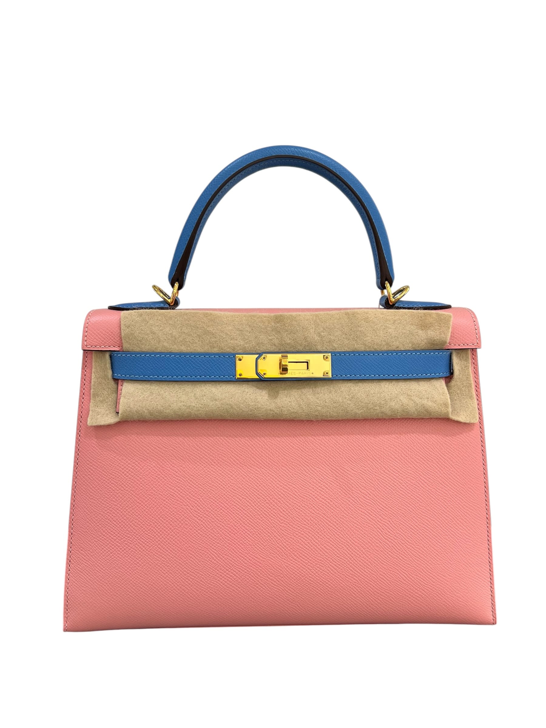 Luxury Promise Hermes Kelly 28 Sellier Rose Confetti Blue Paradise Epsom HSS GHW #T SKCX4137