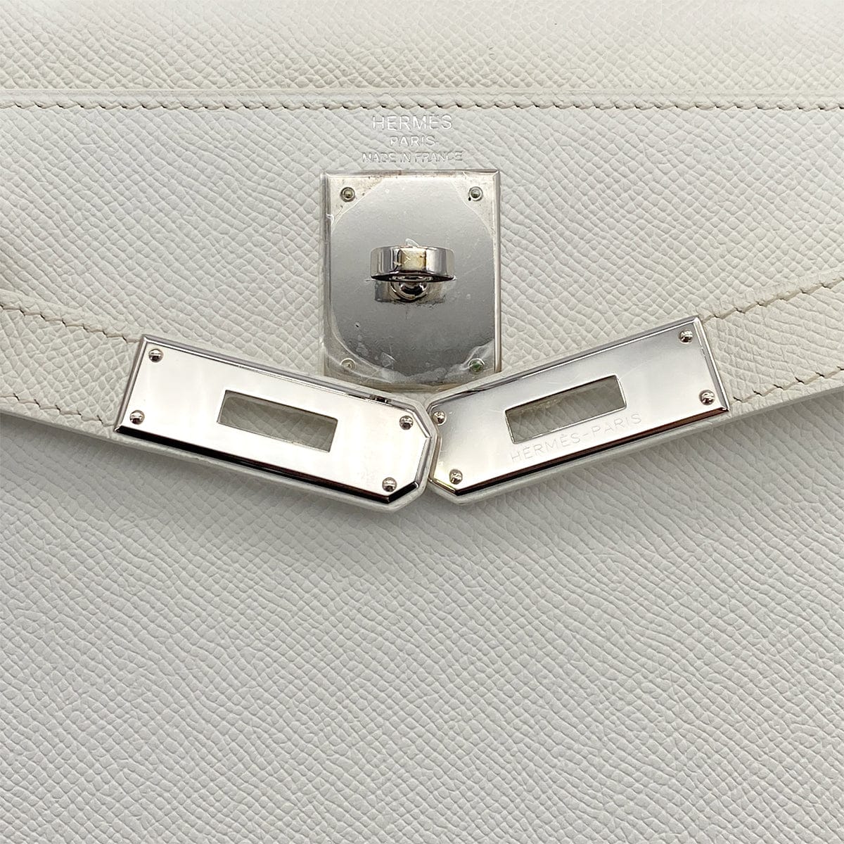 Luxury Promise HERMES KELLY 28 SELLIER WHITE VEAU EPSOM HAND SHOULDER BAG □L PALLADIUM HARDWARE 90310266