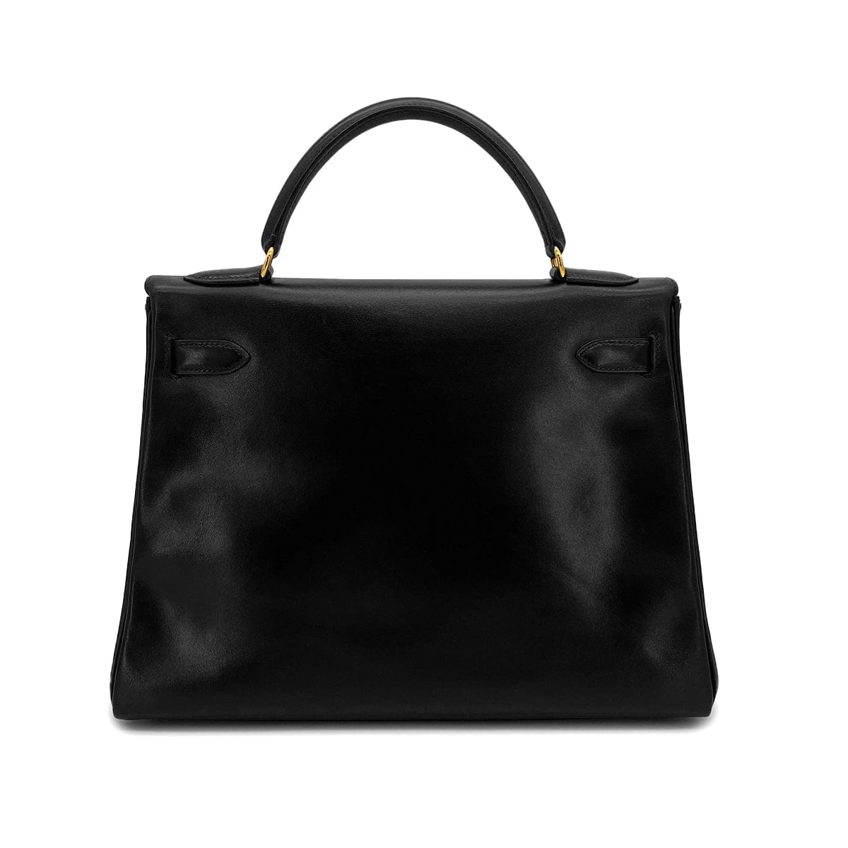 LUXURY PROMISE HERMES KELLY 32 RETOURNE BLACK BOXCALF HAND SHOULDER BAG 1994 CIRCLE X GOLD HARDWARE 90324739