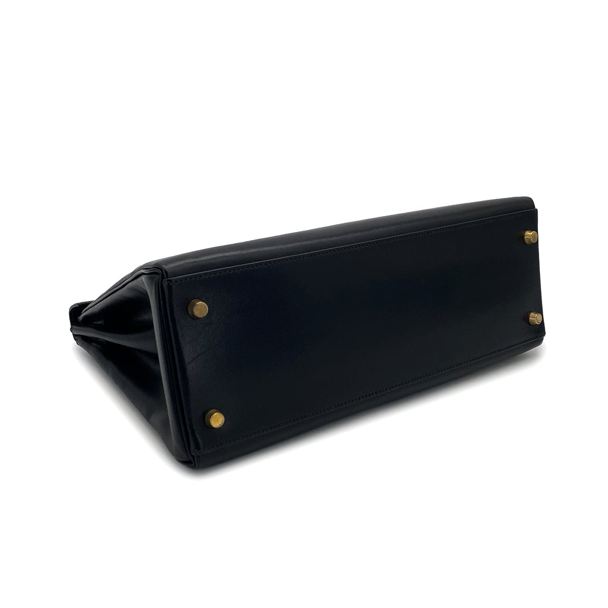 LUXURY PROMISE HERMES KELLY 32 RETOURNE BLACK BOXCALF HAND SHOULDER BAG 1994 CIRCLE X GOLD HARDWARE 90324739
