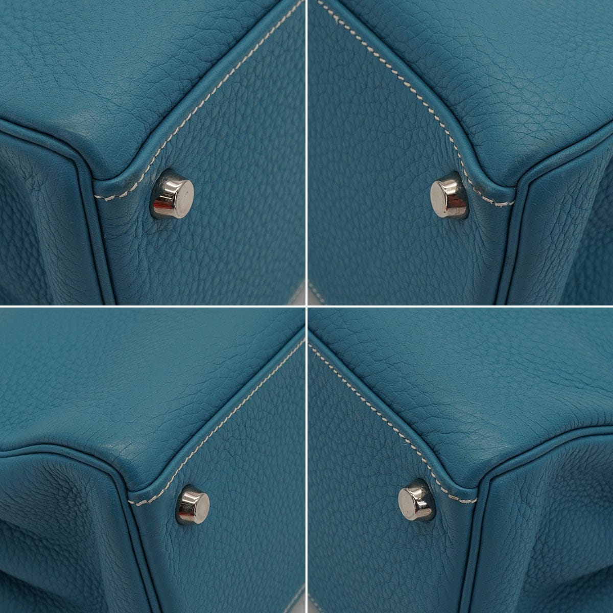 LUXURY PROMISE HERMES KELLY 32 RETOURNE BLUE JEAN TOGO HAND SHOULDER BAG 2005 SQUARE I PALLADIUM HARDWARE 90335880