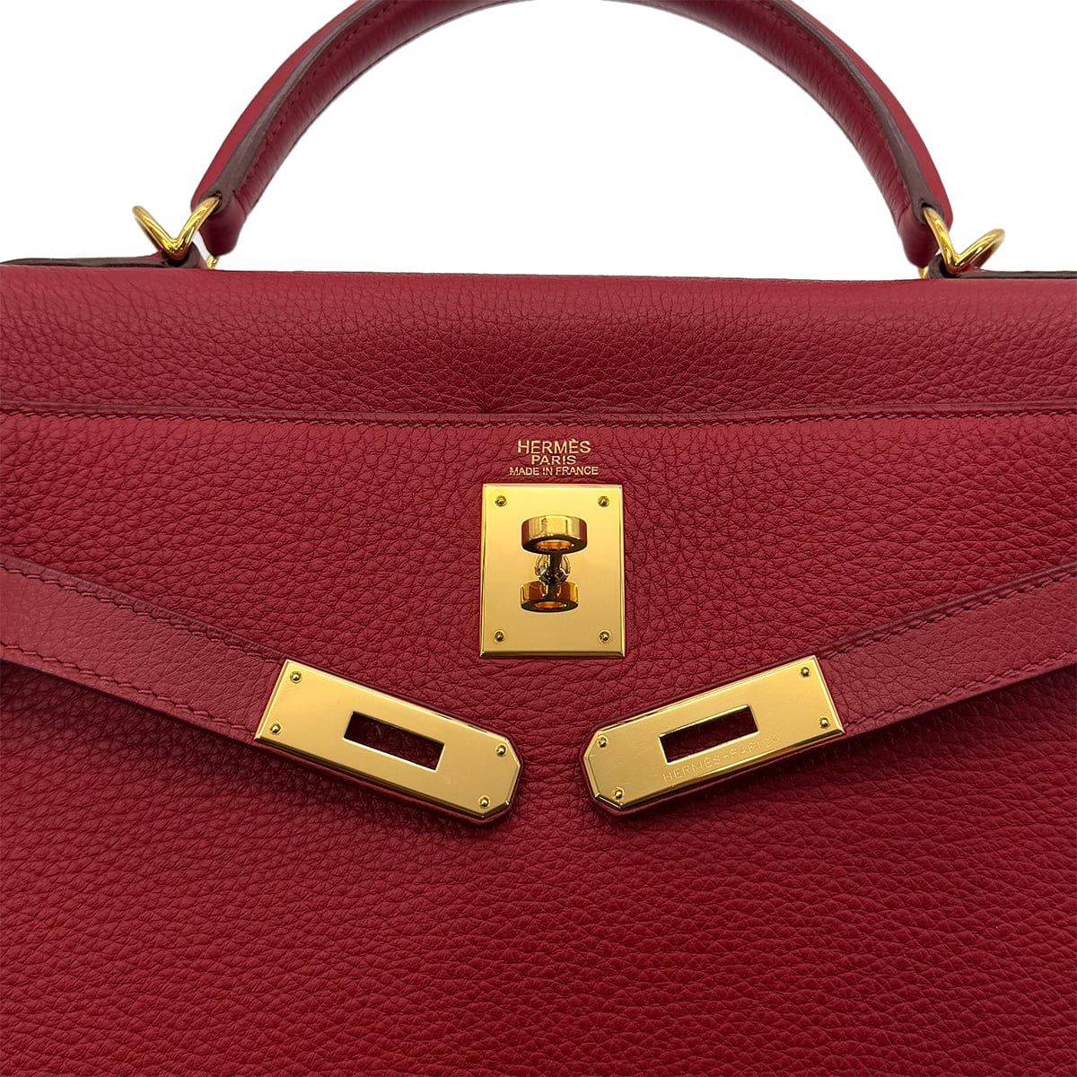 LUXURY PROMISE HERMES KELLY 32 RETOURNE ROUGE GARANCE TAURILLON CLEMENCE HAND SHOULDER BAG □L GHW 90287471