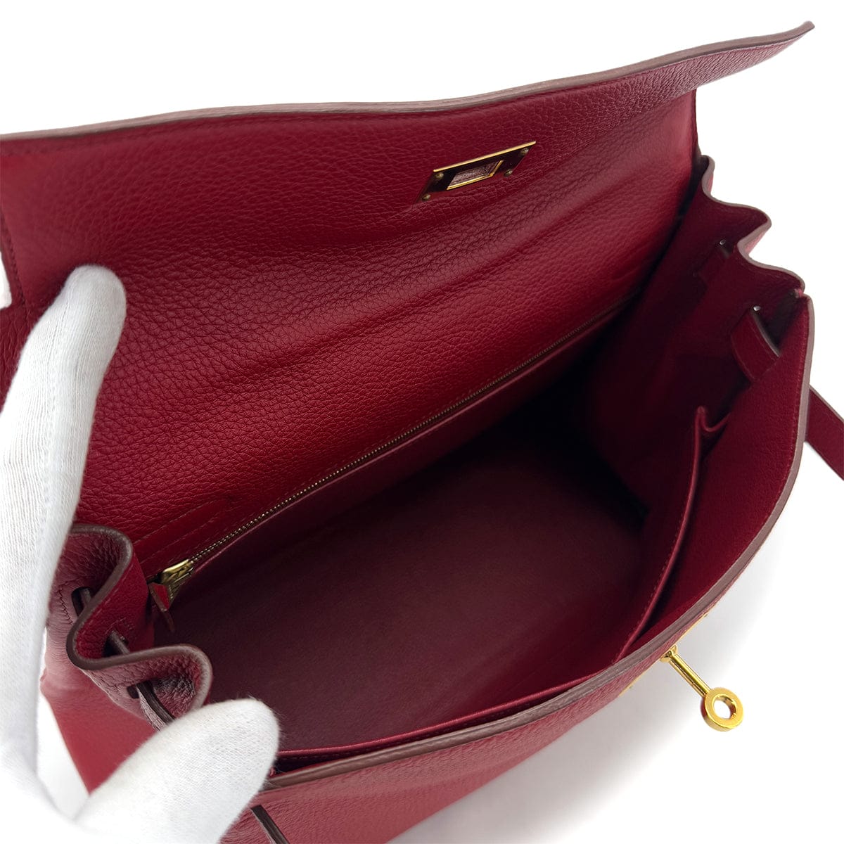 LUXURY PROMISE HERMES KELLY 32 RETOURNE ROUGE GARANCE TAURILLON CLEMENCE HAND SHOULDER BAG □L GHW 90287471