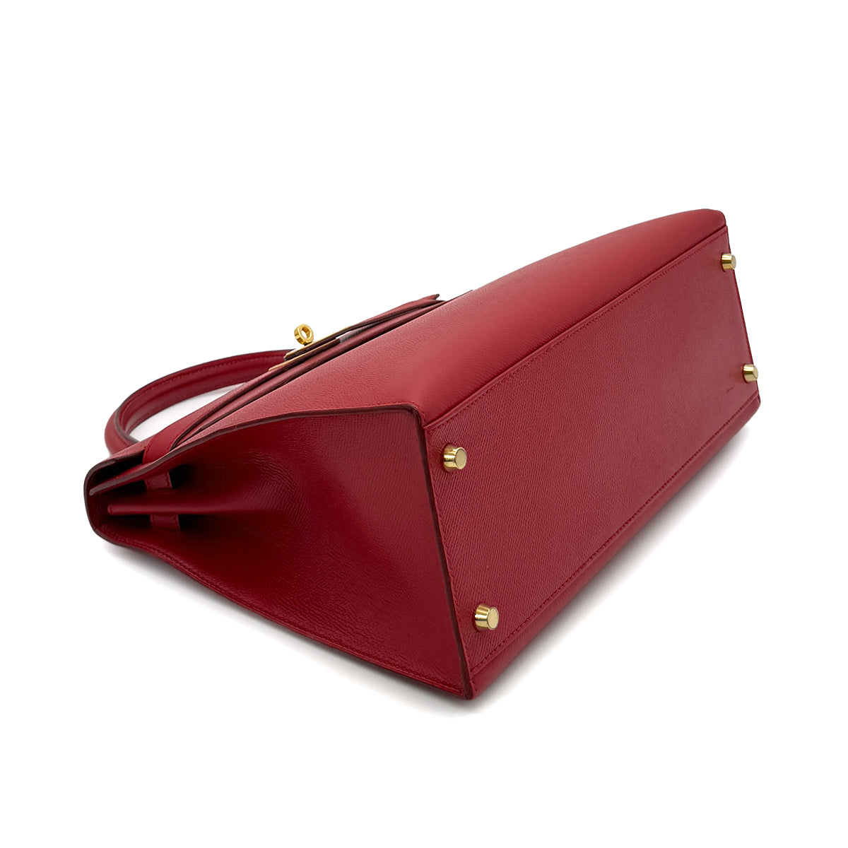 LUXURY PROMISE HERMES KELLY 32 SELLIER ROUGE VIF COUCHVEL HAND SHOULDER BAG □B GHW 90287877